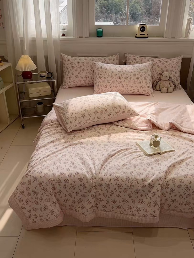 91家纺网 家纺一手货源 找家纺 一加一 2026新款雅棉活性印花大豆夏被四件套 夏凉被空调被 七分甜