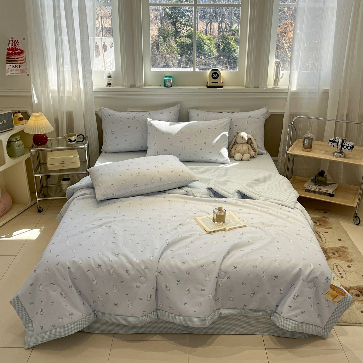 一加一 2026新款雅棉活性印花大豆夏被四件套 夏凉被空调被 软萌兔