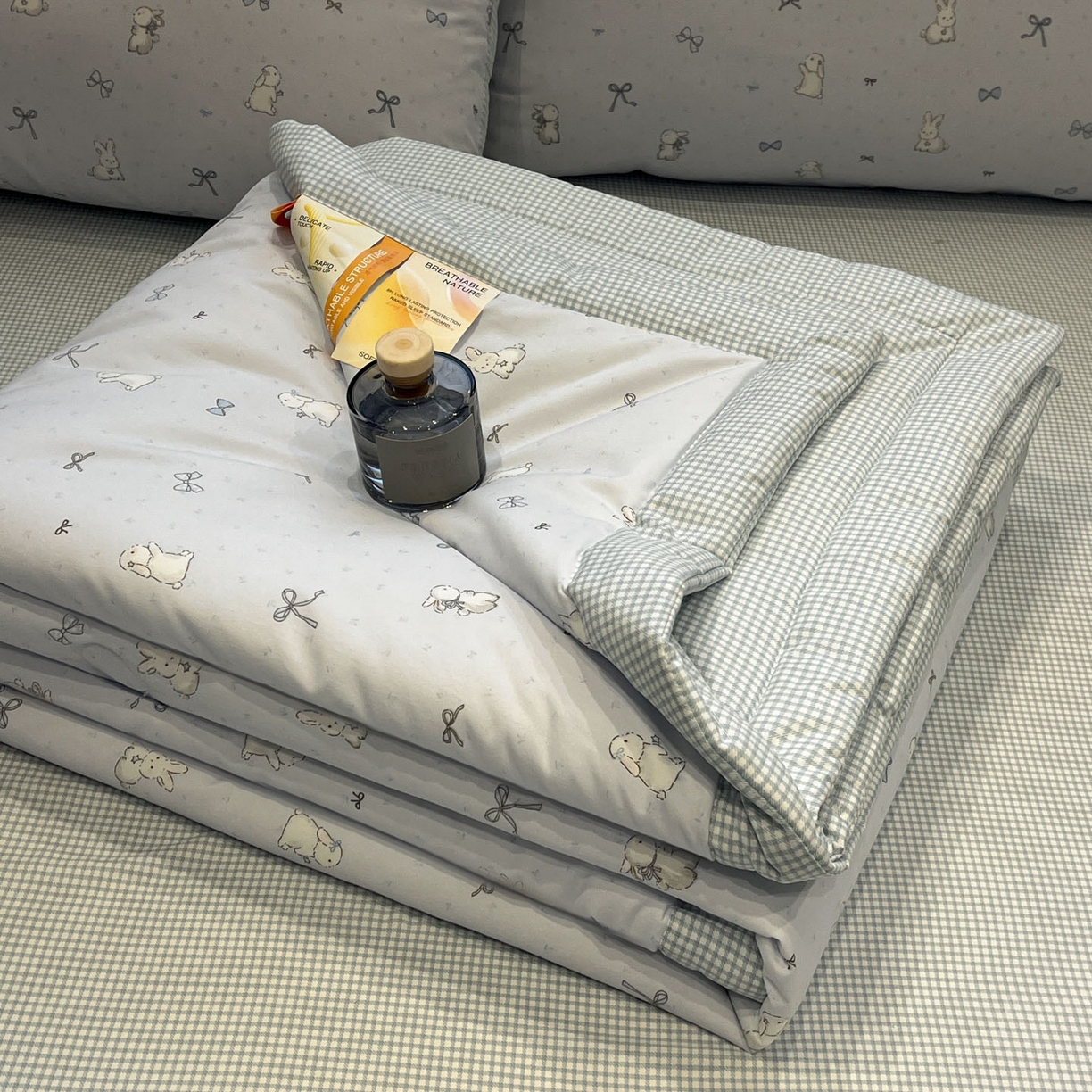 91家纺网 家纺一手货源 找家纺 一加一 2026新款雅棉活性印花大豆夏被四件套 夏凉被空调被 软萌兔