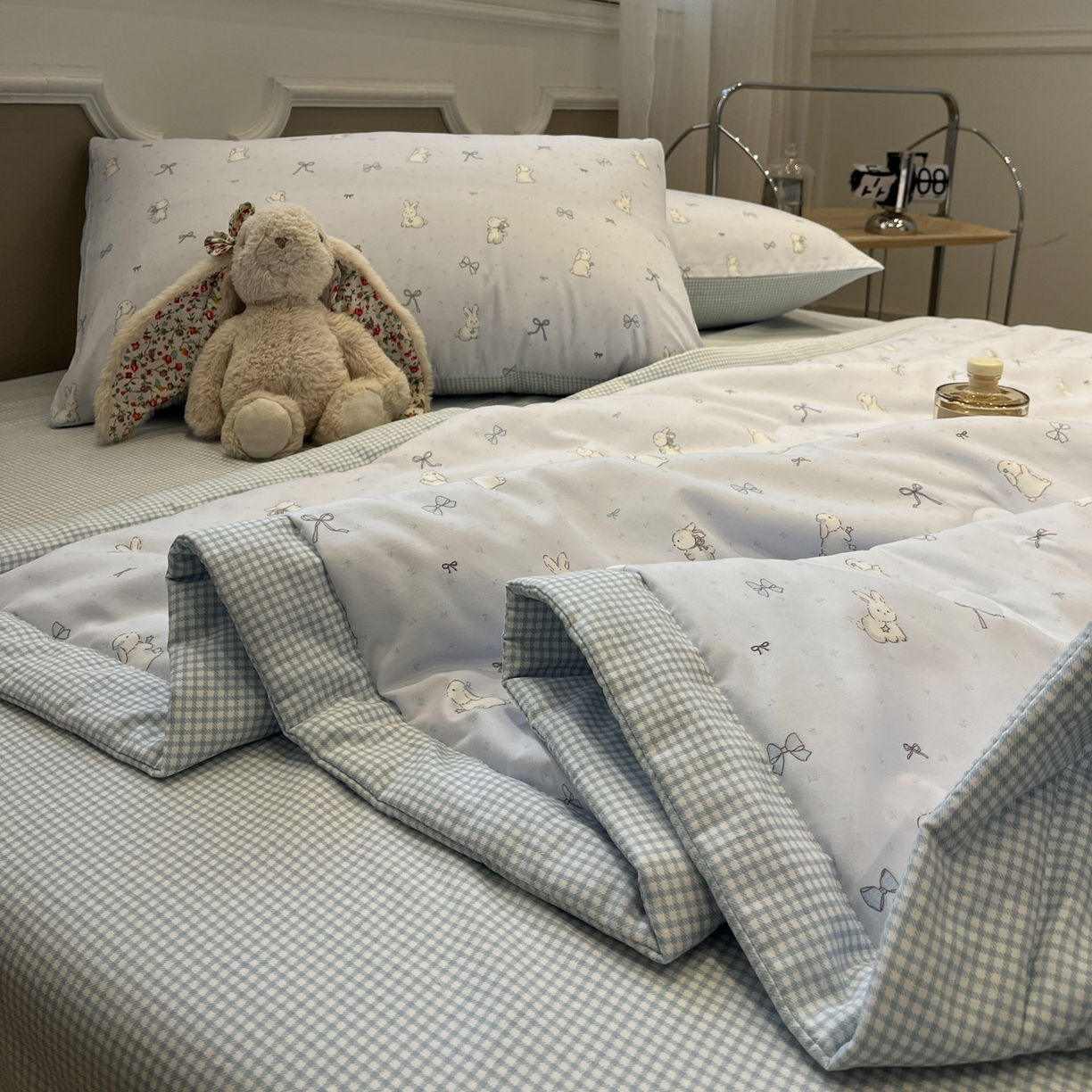 91家纺网 家纺一手货源 找家纺 一加一 2026新款雅棉活性印花大豆夏被四件套 夏凉被空调被 软萌兔