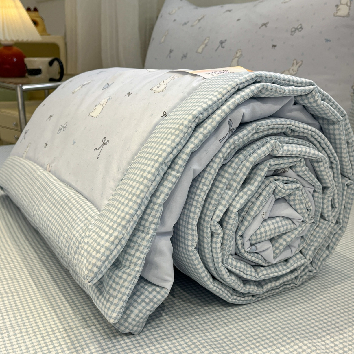 91家纺网 家纺一手货源 找家纺 一加一 2026新款雅棉活性印花大豆夏被四件套 夏凉被空调被 软萌兔