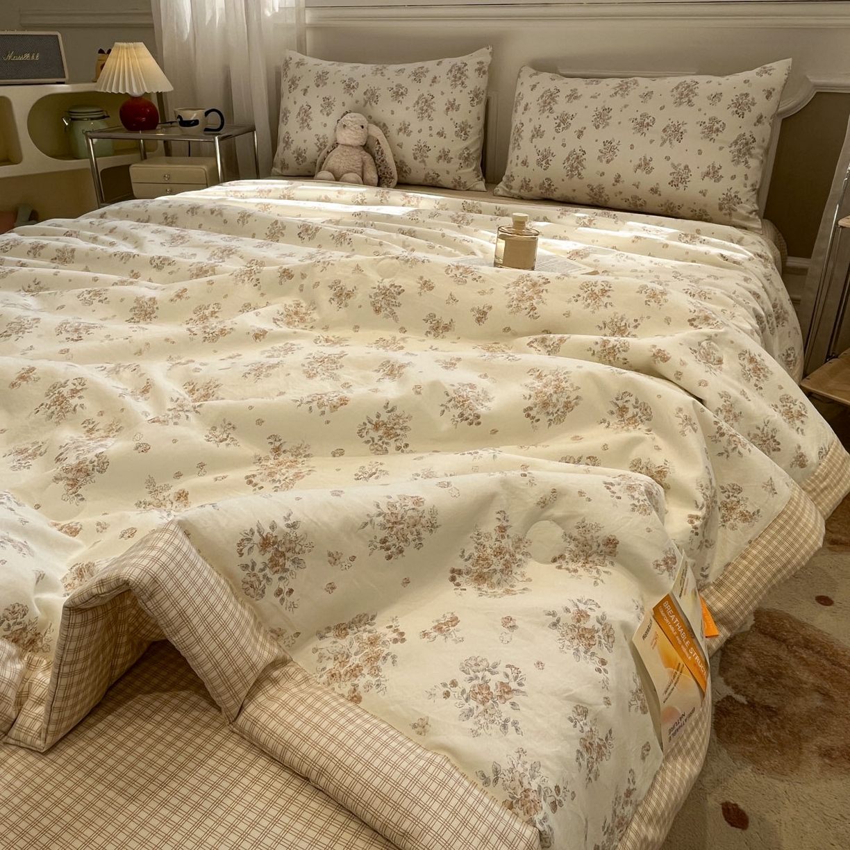 91家纺网 家纺一手货源 找家纺 一加一 2026新款雅棉活性印花大豆夏被四件套 夏凉被空调被 甜桔