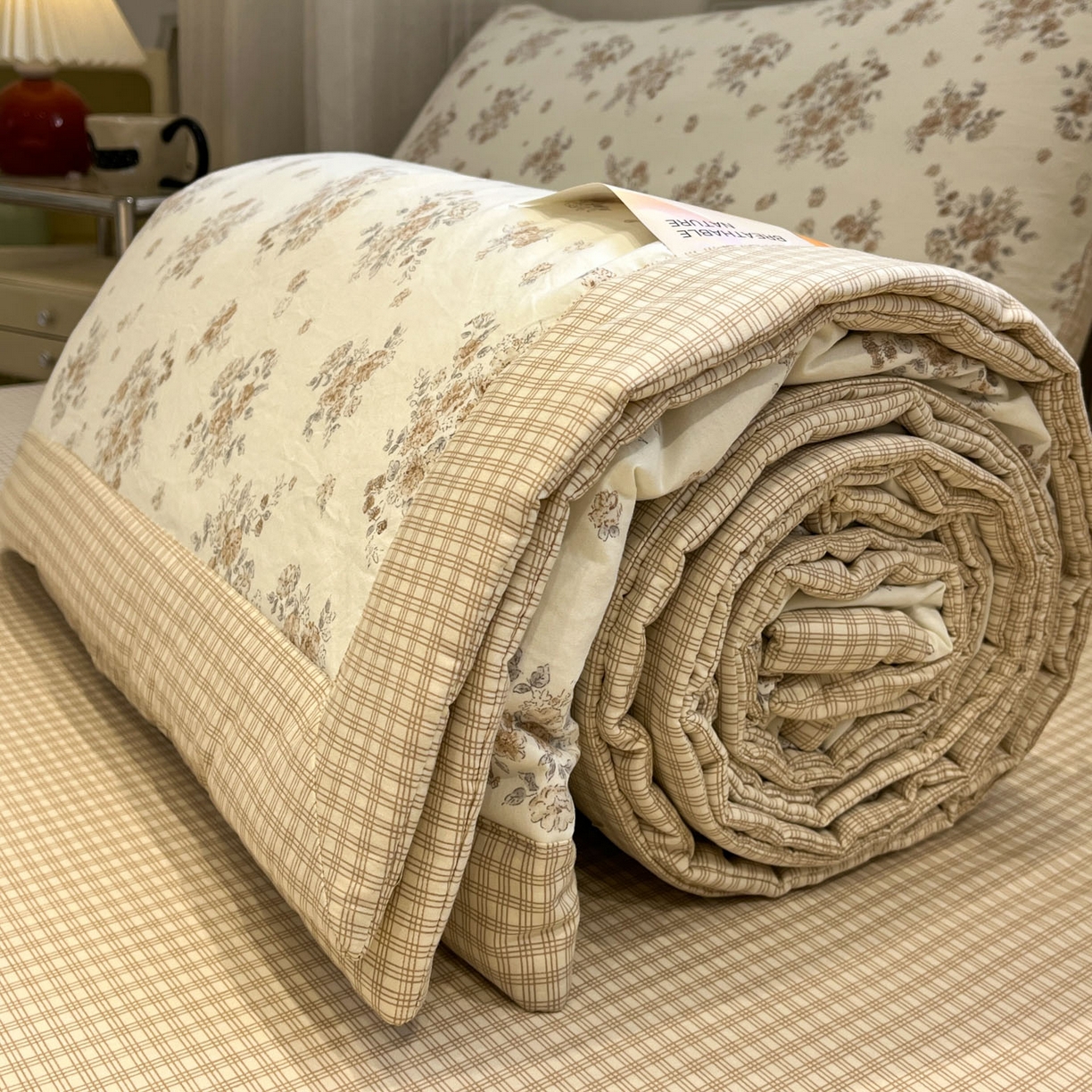 91家纺网 家纺一手货源 找家纺 一加一 2026新款雅棉活性印花大豆夏被四件套 夏凉被空调被 甜桔