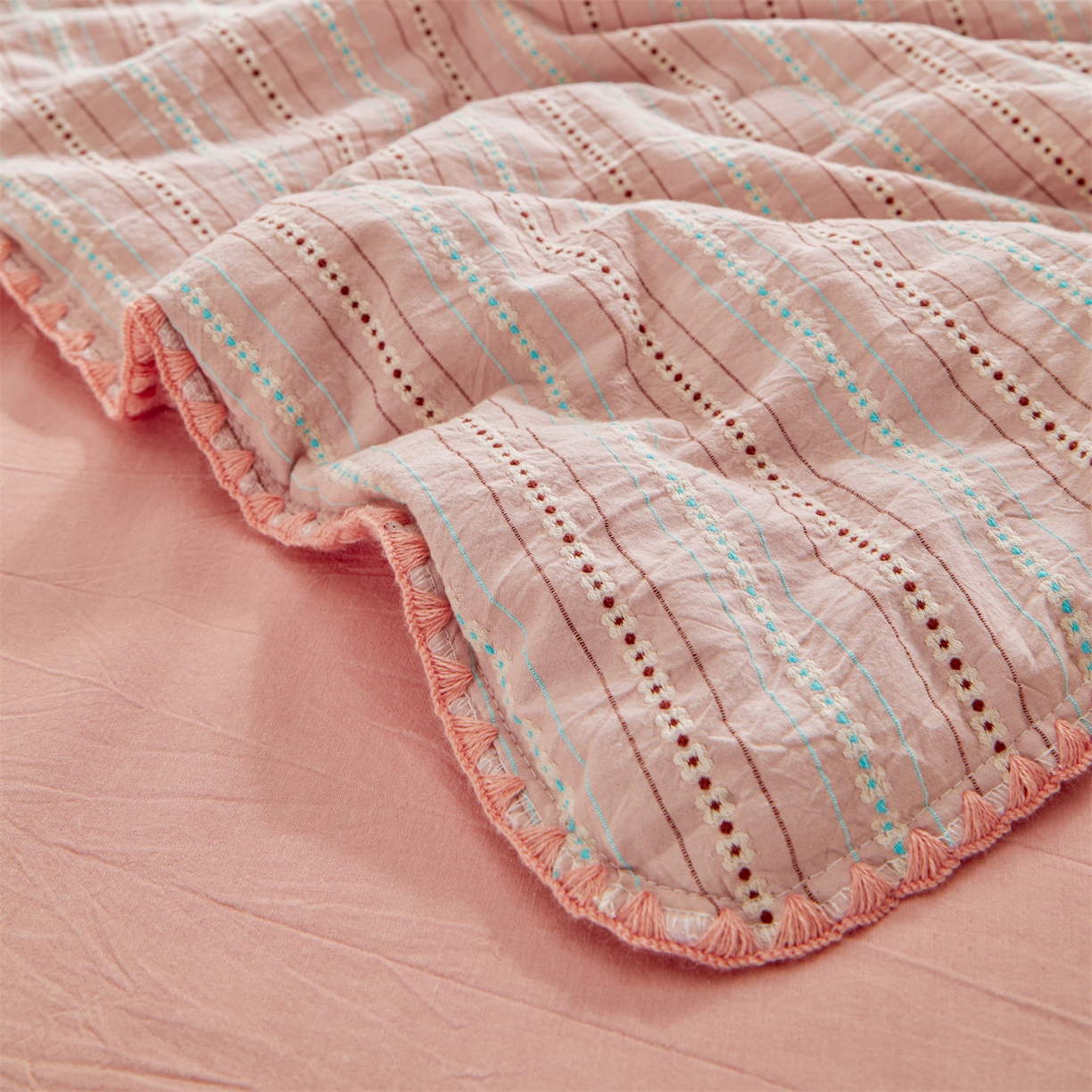 91家纺网 家纺一手货源 找家纺 （总）恬思语家纺 2026春夏新款全棉纯棉色织大提花贝壳边棉花夏被夏凉被空调被丽彩