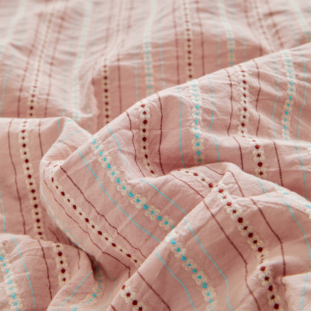 91家纺网 家纺一手货源 找家纺 恬思语家纺 2026春夏新款全棉纯棉色织大提花贝壳边棉花夏被夏凉被空调被丽彩 丽彩-粉