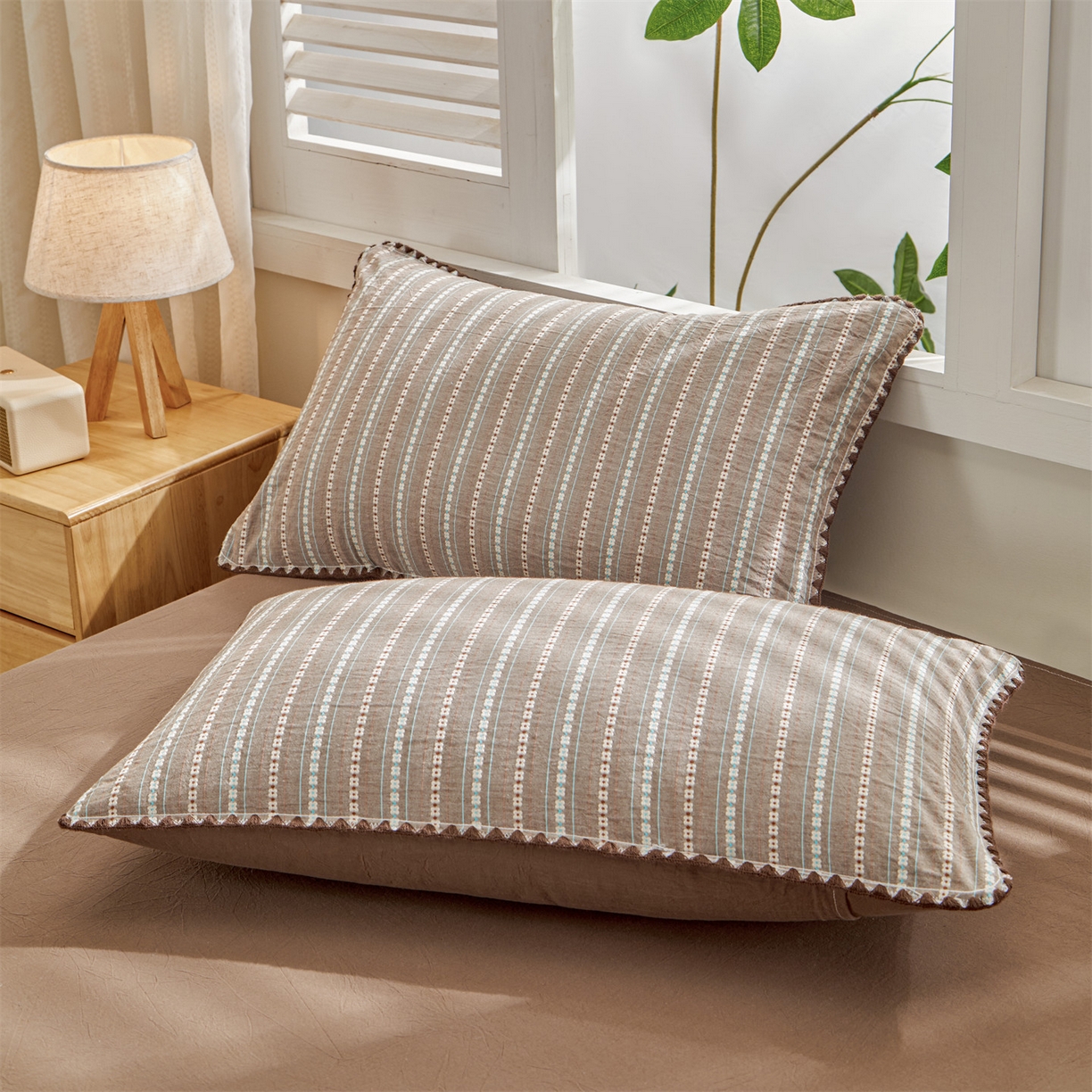 91家纺网 家纺一手货源 找家纺 恬思语家纺 2026春夏新款全棉纯棉色织大提花贝壳边棉花夏被夏凉被空调被丽彩 丽彩-咖