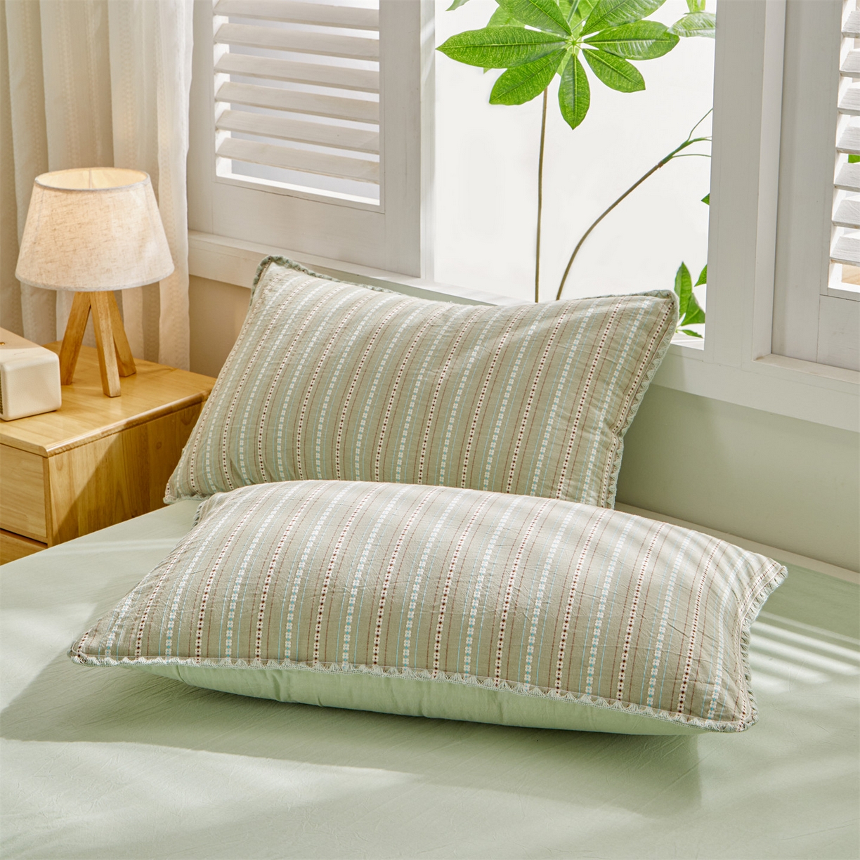 91家纺网 家纺一手货源 找家纺 恬思语家纺 2026春夏新款全棉纯棉色织大提花贝壳边棉花夏被夏凉被空调被丽彩 丽彩-绿