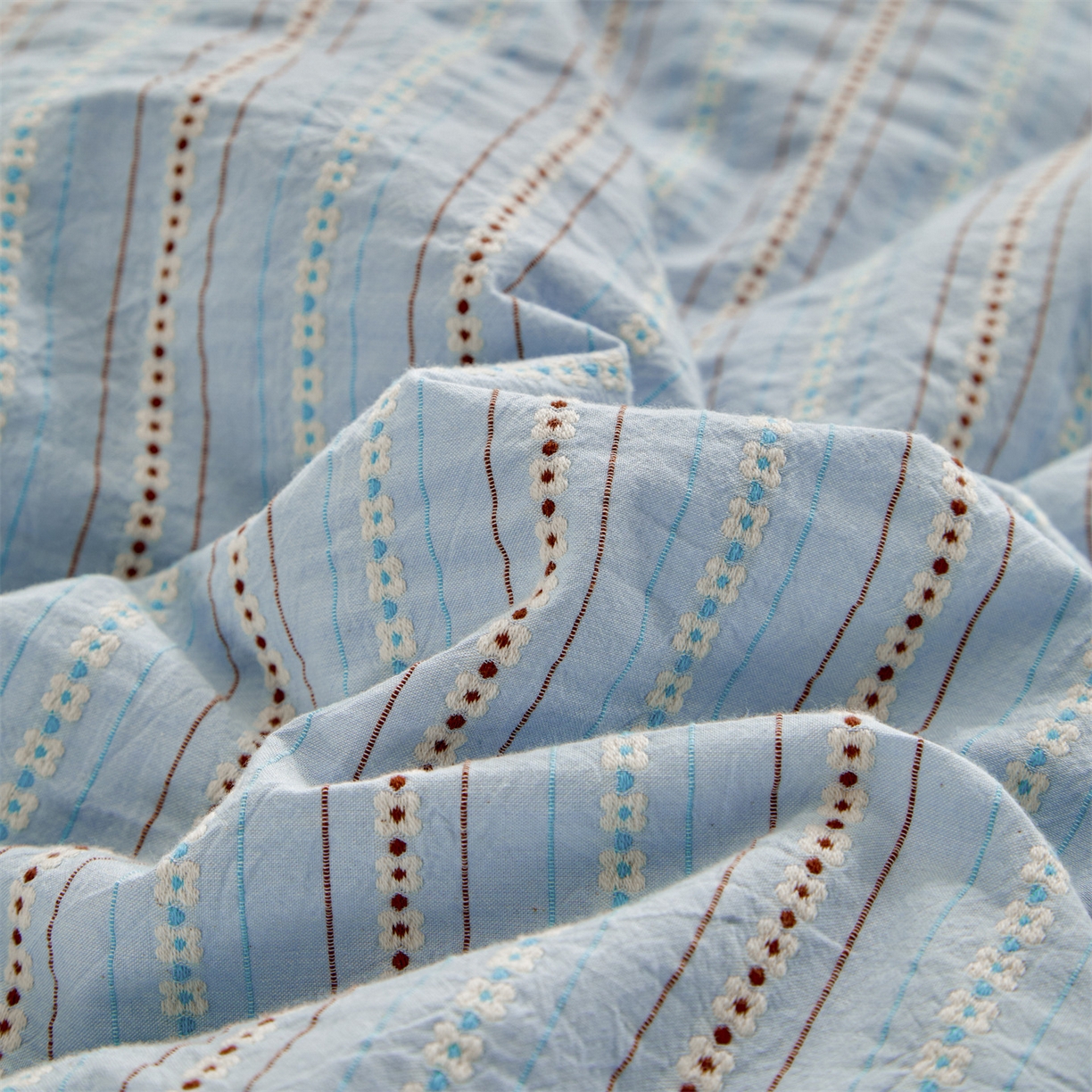 91家纺网 家纺一手货源 找家纺 恬思语家纺 2026春夏新款全棉纯棉色织大提花贝壳边棉花夏被夏凉被空调被丽彩 丽彩-蓝