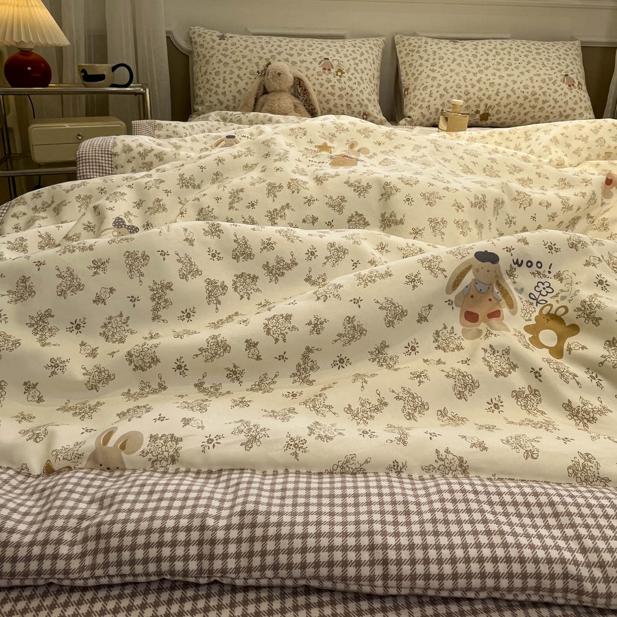 91家纺网 家纺一手货源 找家纺 一加一 2026新款雅棉活性印花大豆夏被四件套 夏凉被空调被 午后时光