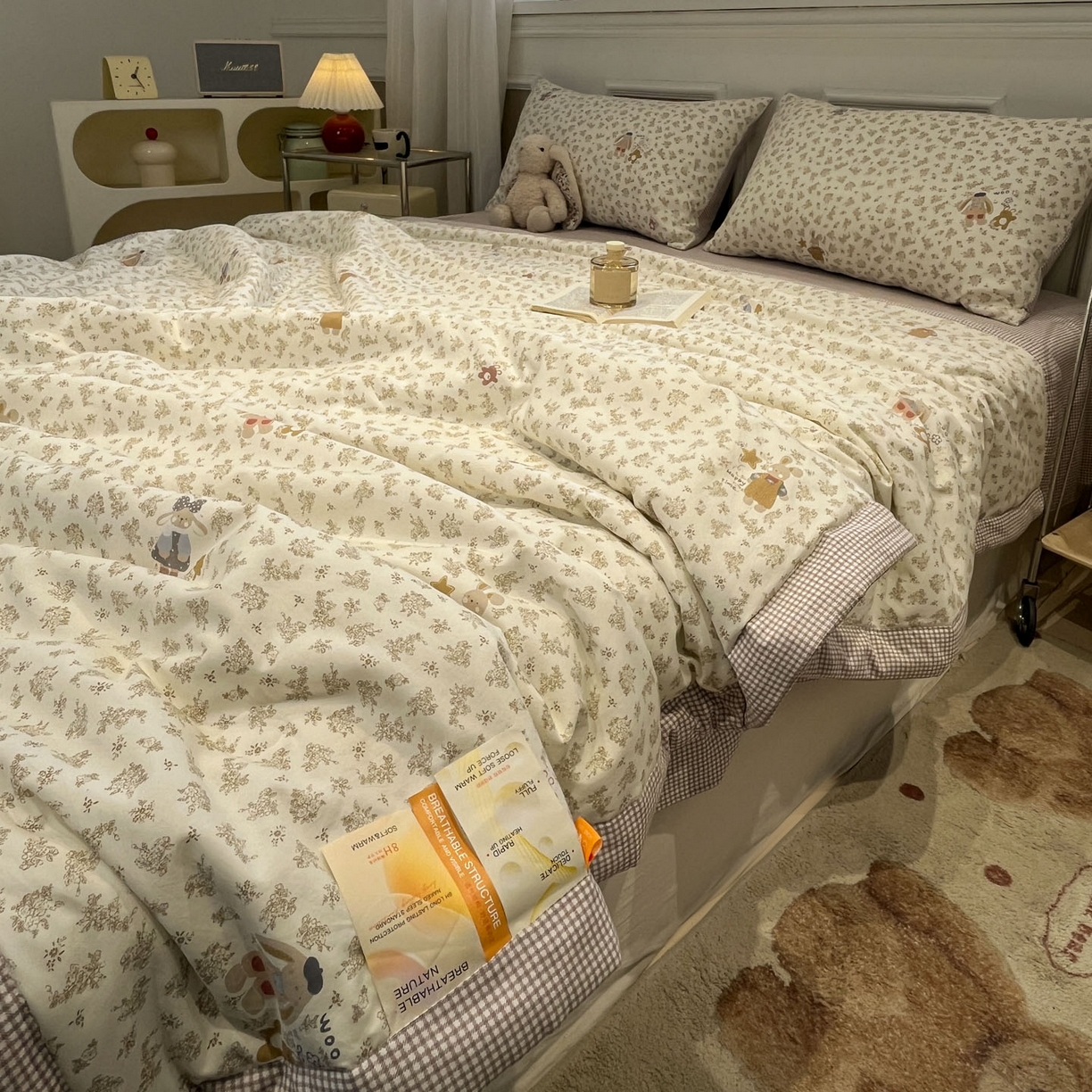 91家纺网 家纺一手货源 找家纺 一加一 2026新款雅棉活性印花大豆夏被四件套 夏凉被空调被 午后时光