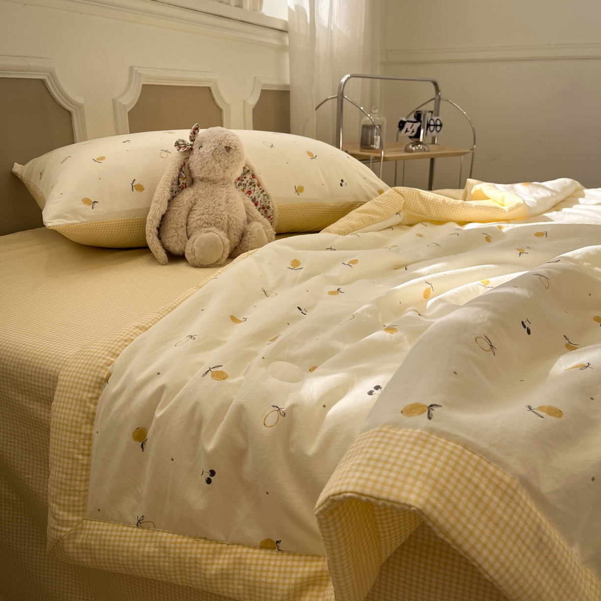 91家纺网 家纺一手货源 找家纺 一加一 2026新款雅棉活性印花大豆夏被四件套 夏凉被空调被 柠檬物语