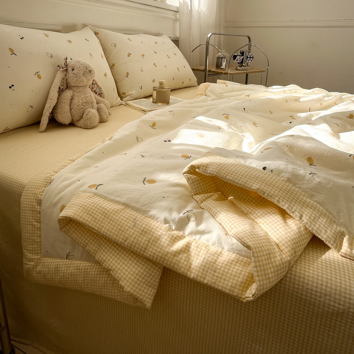 91家纺网 家纺一手货源 找家纺 一加一 2026新款雅棉活性印花大豆夏被四件套 夏凉被空调被 柠檬物语