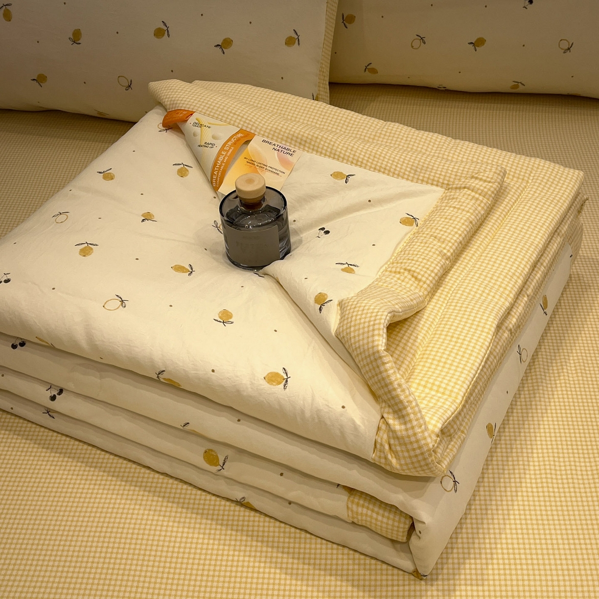 91家纺网 家纺一手货源 找家纺 一加一 2026新款雅棉活性印花大豆夏被四件套 夏凉被空调被 柠檬物语