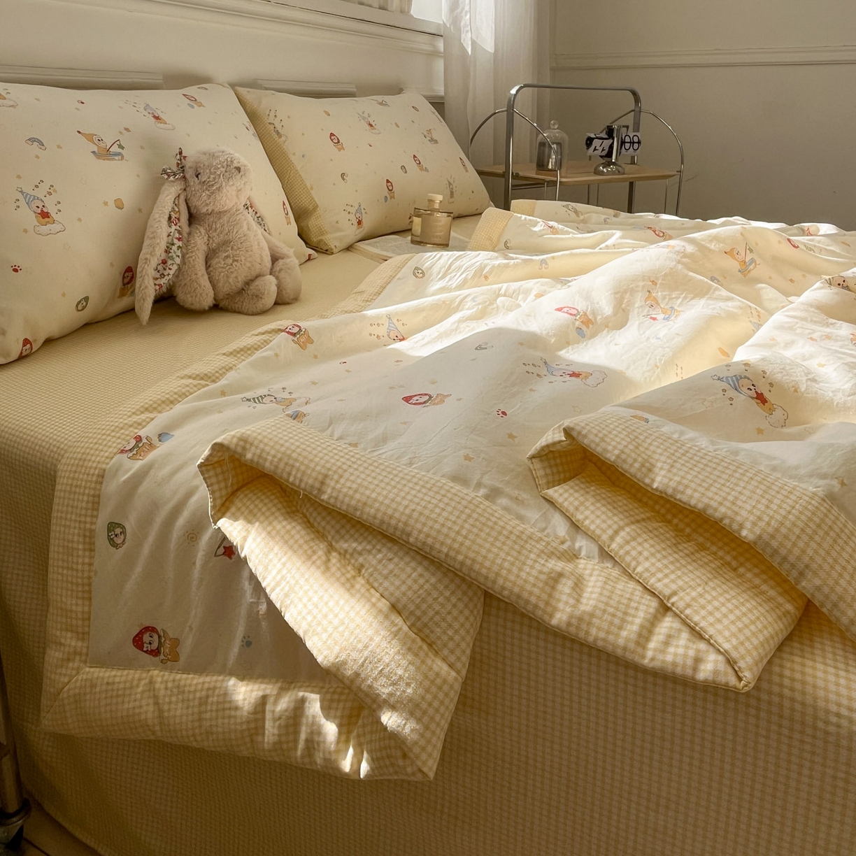 91家纺网 家纺一手货源 找家纺 一加一 2026新款雅棉活性印花大豆夏被四件套 夏凉被空调被 星星人