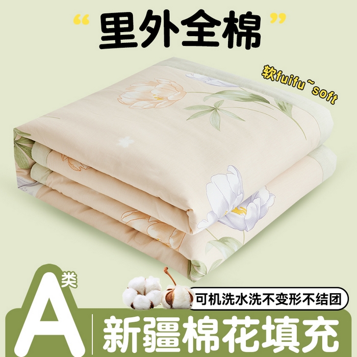 恬思语家纺 2026春夏新款里外全棉印花棉花夏被空调被夏凉被夏被四件套 春的气息