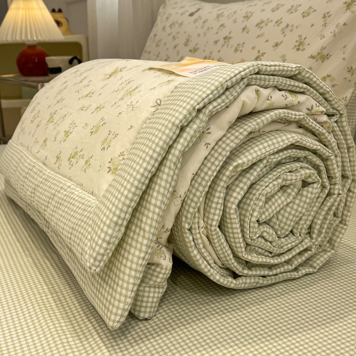 91家纺网 家纺一手货源 找家纺 一加一 2026新款雅棉活性印花大豆夏被四件套 夏凉被空调被 叶初开