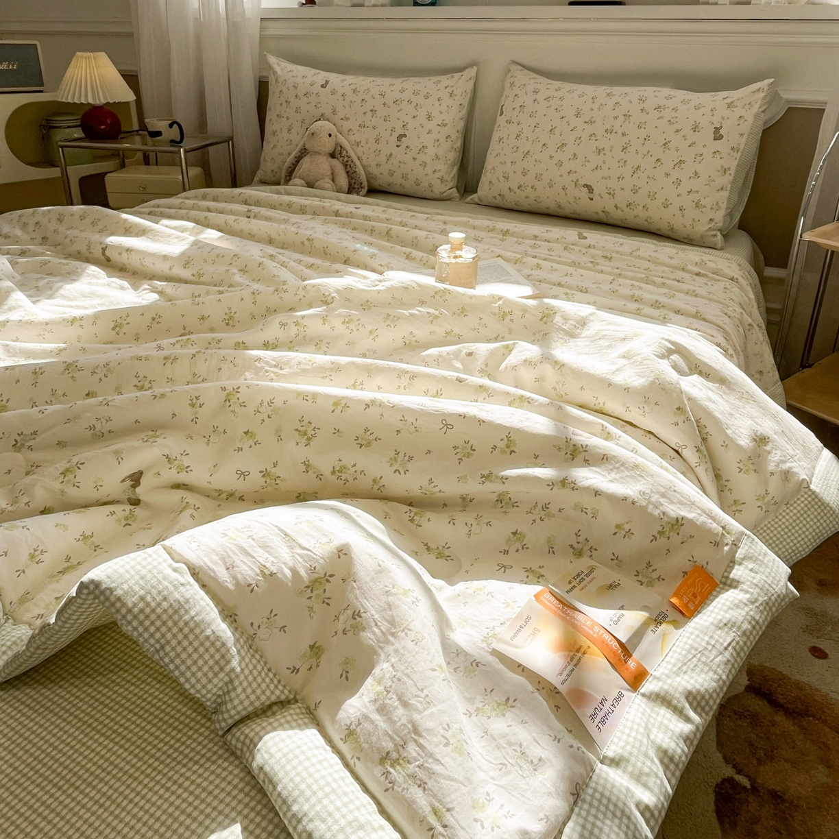 91家纺网 家纺一手货源 找家纺 一加一 2026新款雅棉活性印花大豆夏被四件套 夏凉被空调被 叶初开