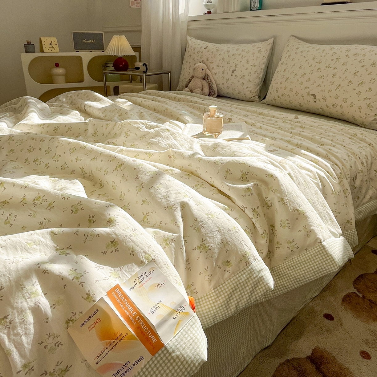 91家纺网 家纺一手货源 找家纺 一加一 2026新款雅棉活性印花大豆夏被四件套 夏凉被空调被 叶初开