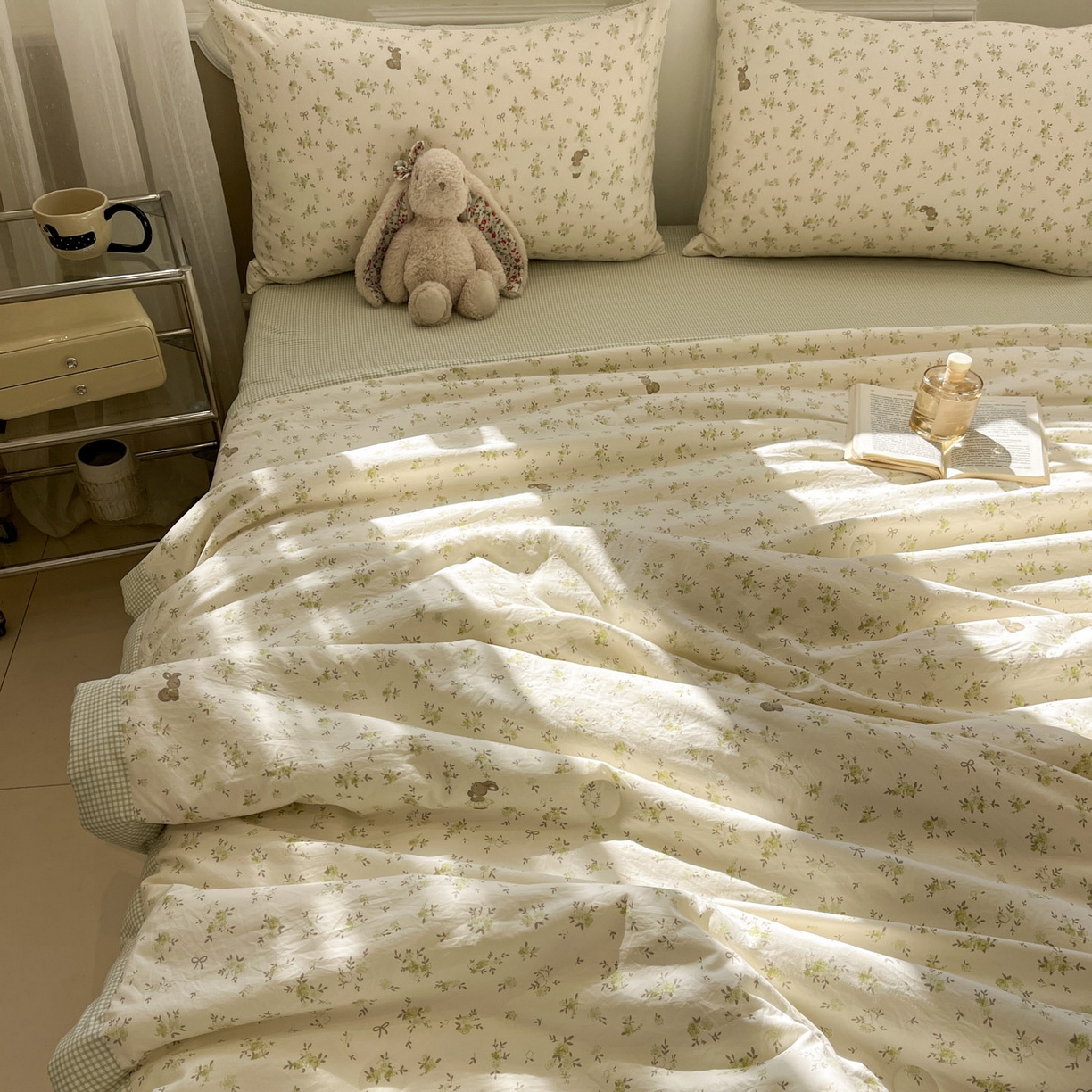 91家纺网 家纺一手货源 找家纺 一加一 2026新款雅棉活性印花大豆夏被四件套 夏凉被空调被 叶初开