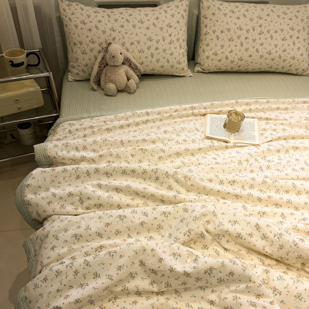 91家纺网 家纺一手货源 找家纺 一加一 2026新款雅棉活性印花大豆夏被四件套 夏凉被空调被 屿花