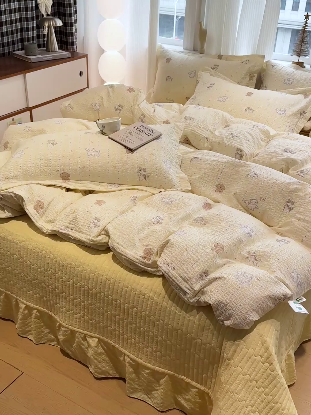 91家纺网 家纺一手货源 找家纺 （总）富米莱（原臻工厂） 2026新款云感泡芙棉小清新印花简约床盖床裙四件套一小红书推荐