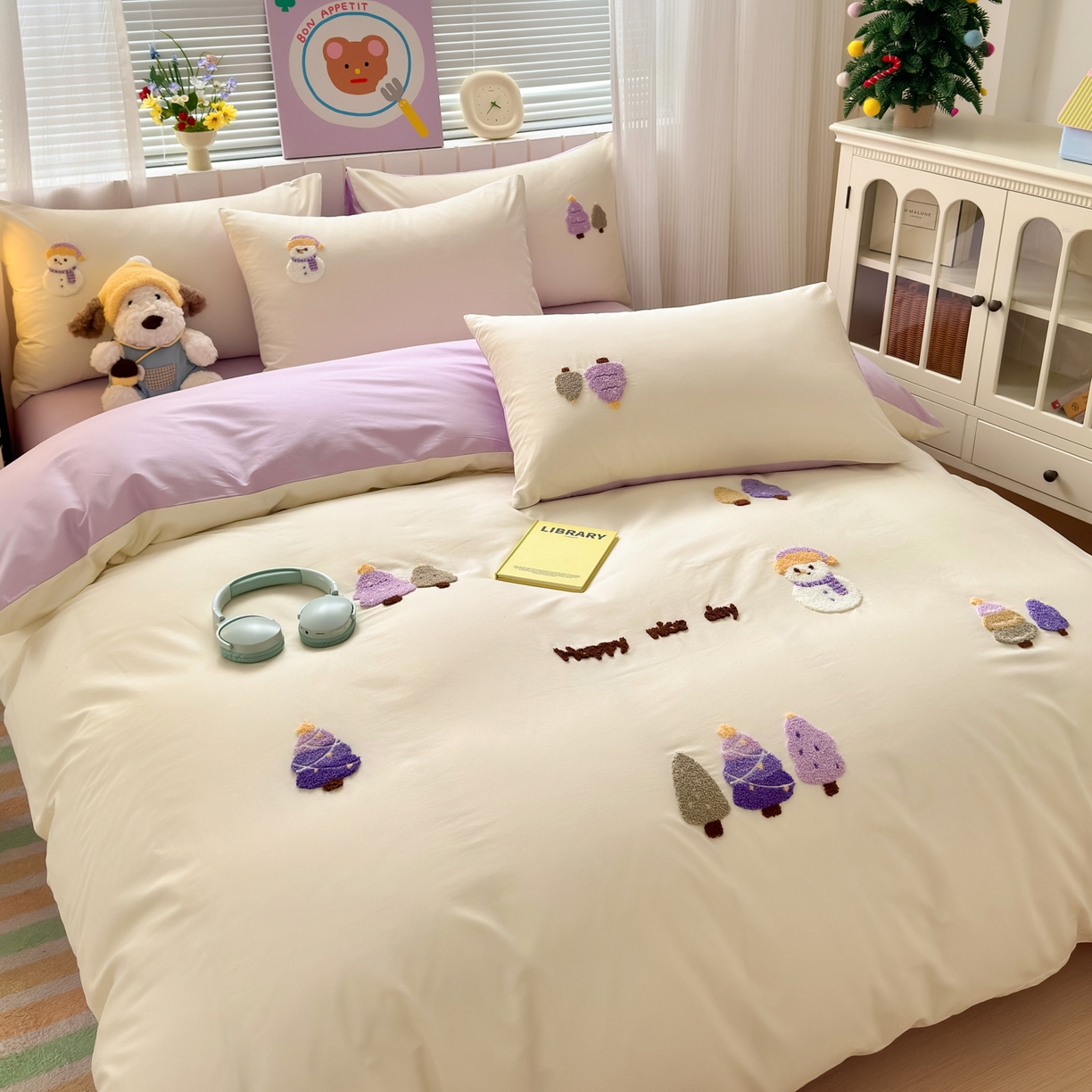 91家纺网 家纺一手货源 找家纺 如意朵 2026新款全棉小清新绣花四件套第一批 童话森林米