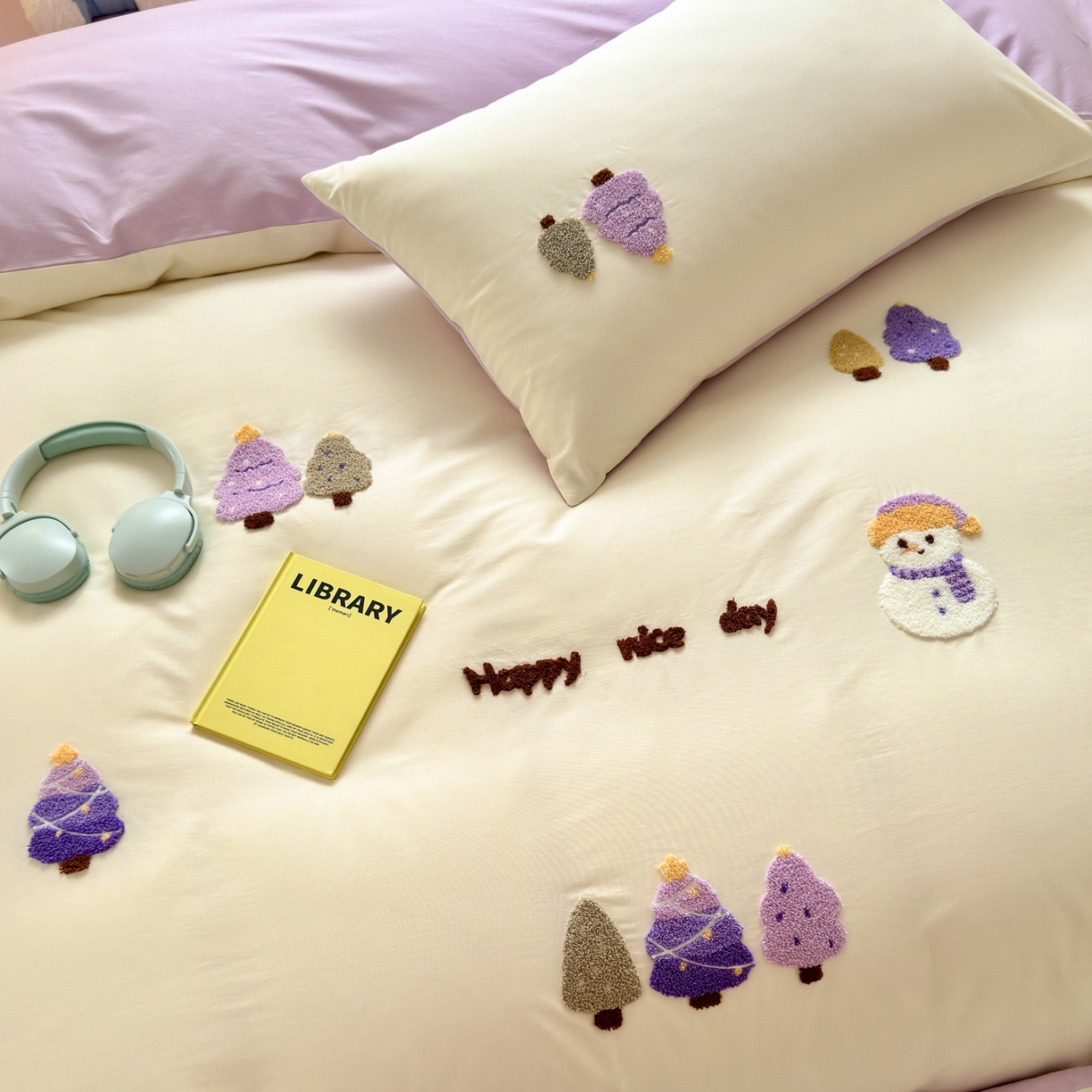 91家纺网 家纺一手货源 找家纺 如意朵 2026新款全棉小清新绣花四件套第一批 童话森林米