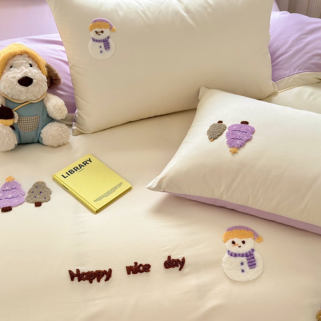 91家纺网 家纺一手货源 找家纺 如意朵 2026新款全棉小清新绣花四件套第一批 童话森林米