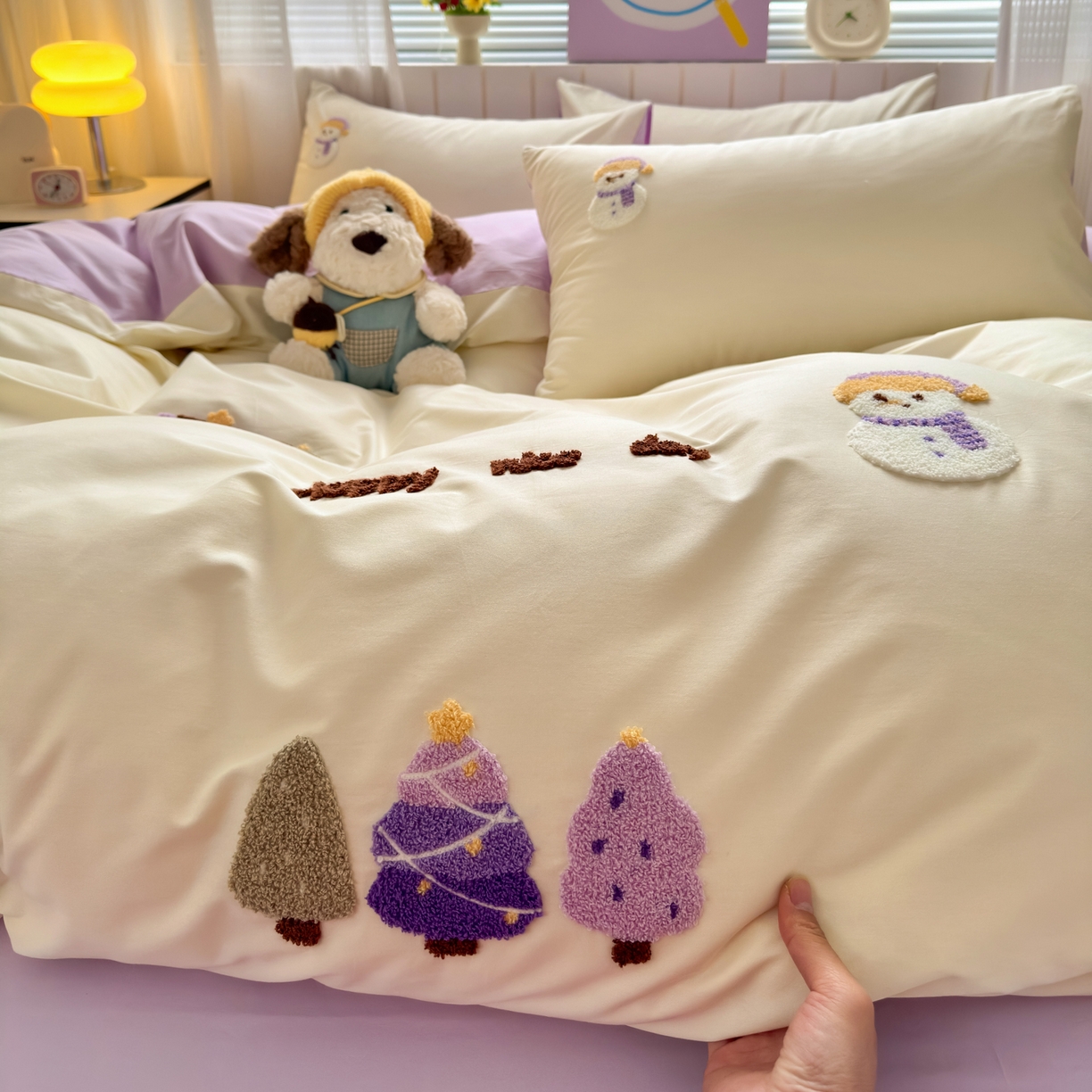 91家纺网 家纺一手货源 找家纺 如意朵 2026新款全棉小清新绣花四件套第一批 童话森林米