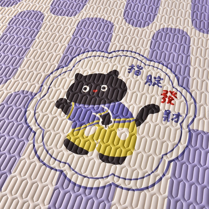 91家纺网 家纺一手货源 找家纺 炫拼家纺 2026新款凉感丝大版卡通乳胶凉席三件套 指腚发财