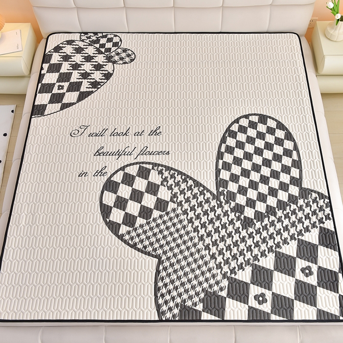 91家纺网 家纺一手货源 找家纺 炫拼家纺 2026新款凉感丝大版卡通乳胶凉席三件套 抽象兔