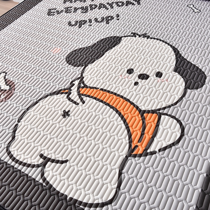 91家纺网 家纺一手货源 找家纺 炫拼家纺 2026新款凉感丝大版卡通乳胶凉席三件套 恰恰狗