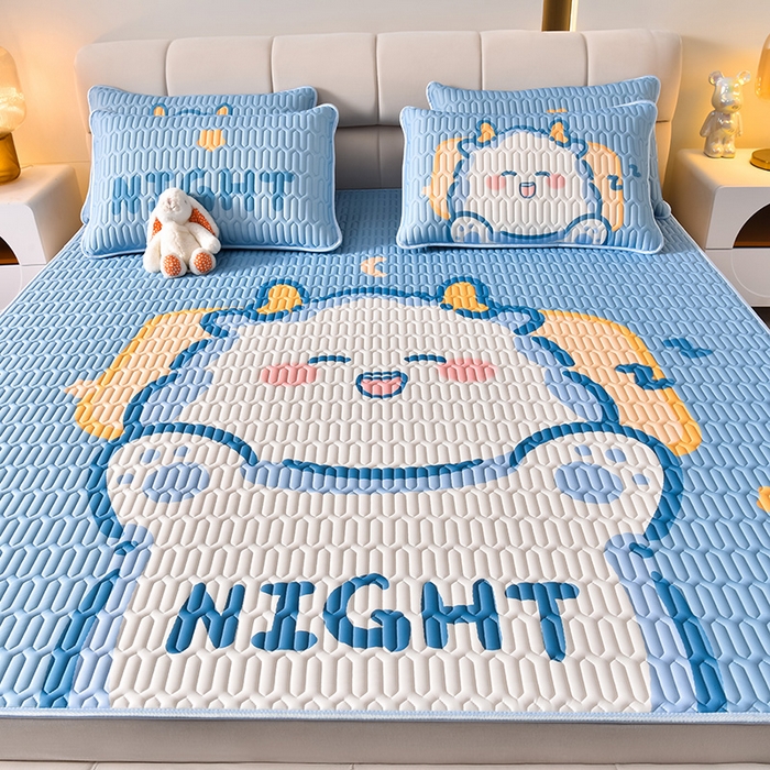 91家纺网 家纺一手货源 找家纺 炫拼家纺 2026新款凉感丝大版卡通乳胶凉席三件套 龙宝