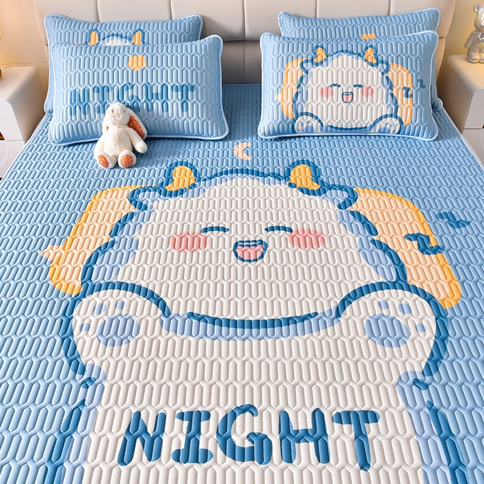 91家纺网 家纺一手货源 找家纺 炫拼家纺 2026新款凉感丝大版卡通乳胶凉席三件套 龙宝