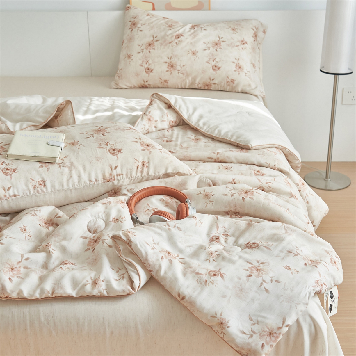 91家纺网 家纺一手货源 找家纺 恬思语家纺 2026新款天丝麻大豆印花夏被夏凉被空调被 花叶秋