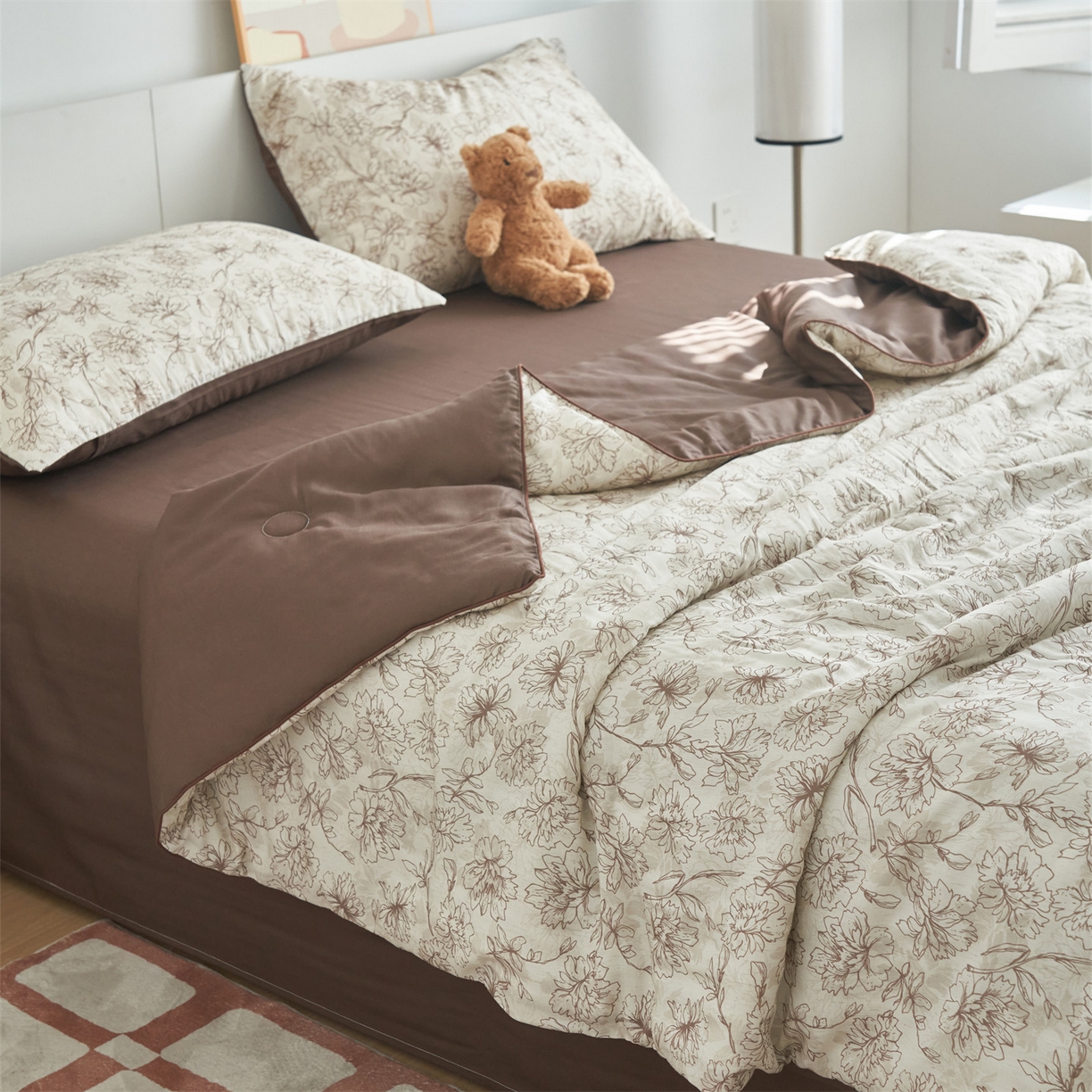 91家纺网 家纺一手货源 找家纺 恬思语家纺 2026新款天丝麻大豆印花夏被夏凉被空调被 山茶花