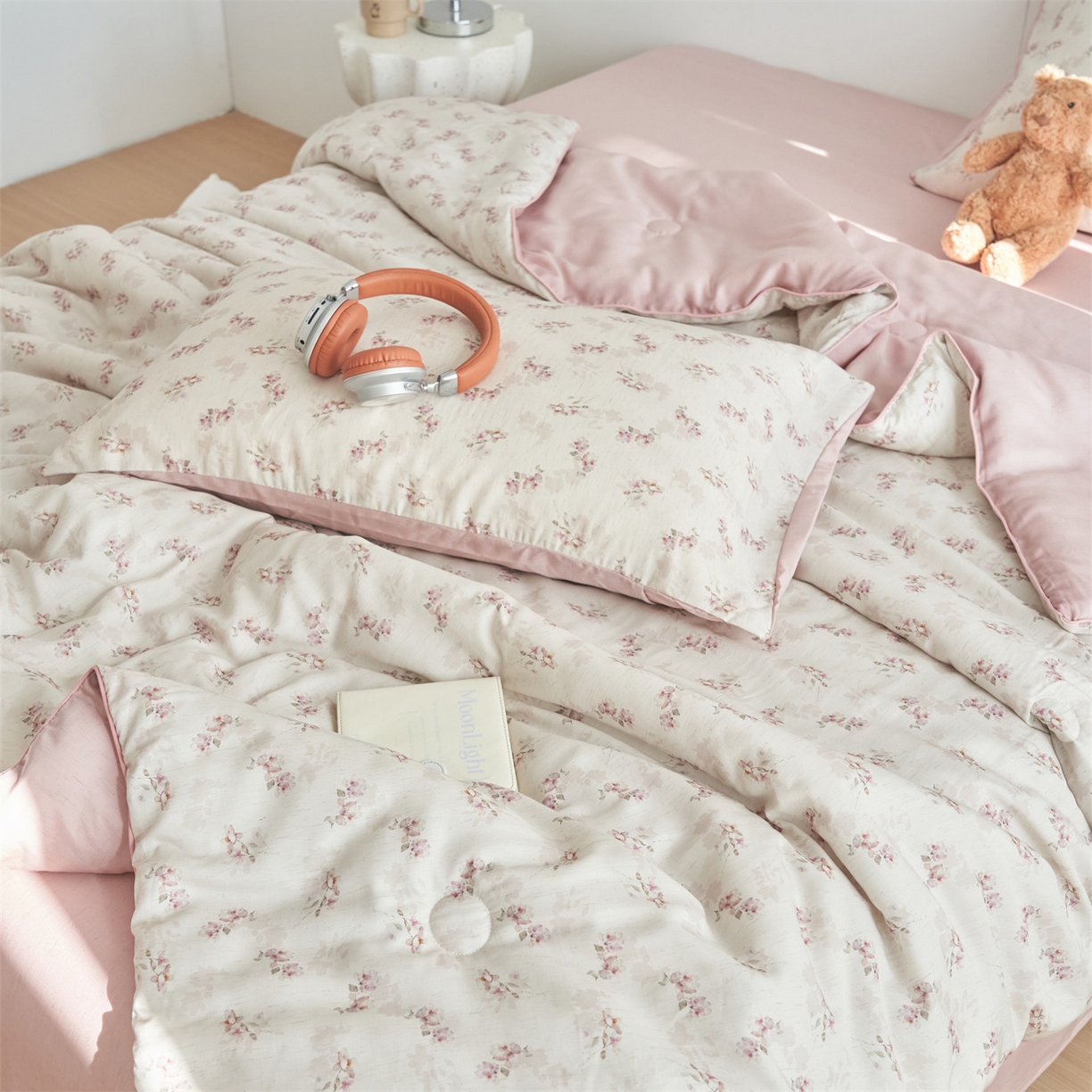 91家纺网 家纺一手货源 找家纺 恬思语家纺 2026新款天丝麻大豆印花夏被夏凉被空调被 醉花粉