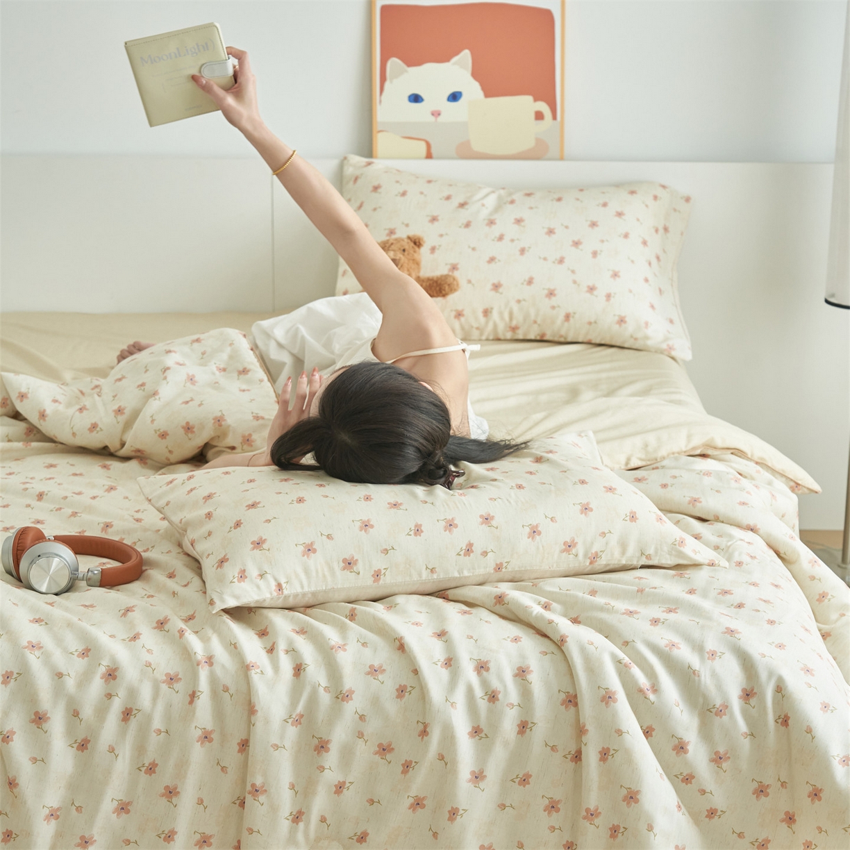 91家纺网 家纺一手货源 找家纺 恬思语家纺 2026新款天丝麻大豆印花夏被夏凉被空调被 桃花朵朵