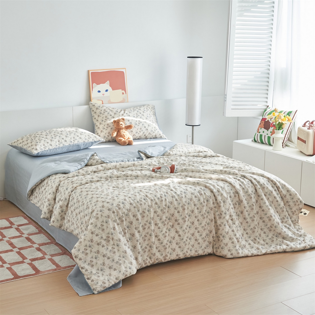 91家纺网 家纺一手货源 找家纺 恬思语家纺 2026新款天丝麻大豆印花夏被夏凉被空调被 花草韵