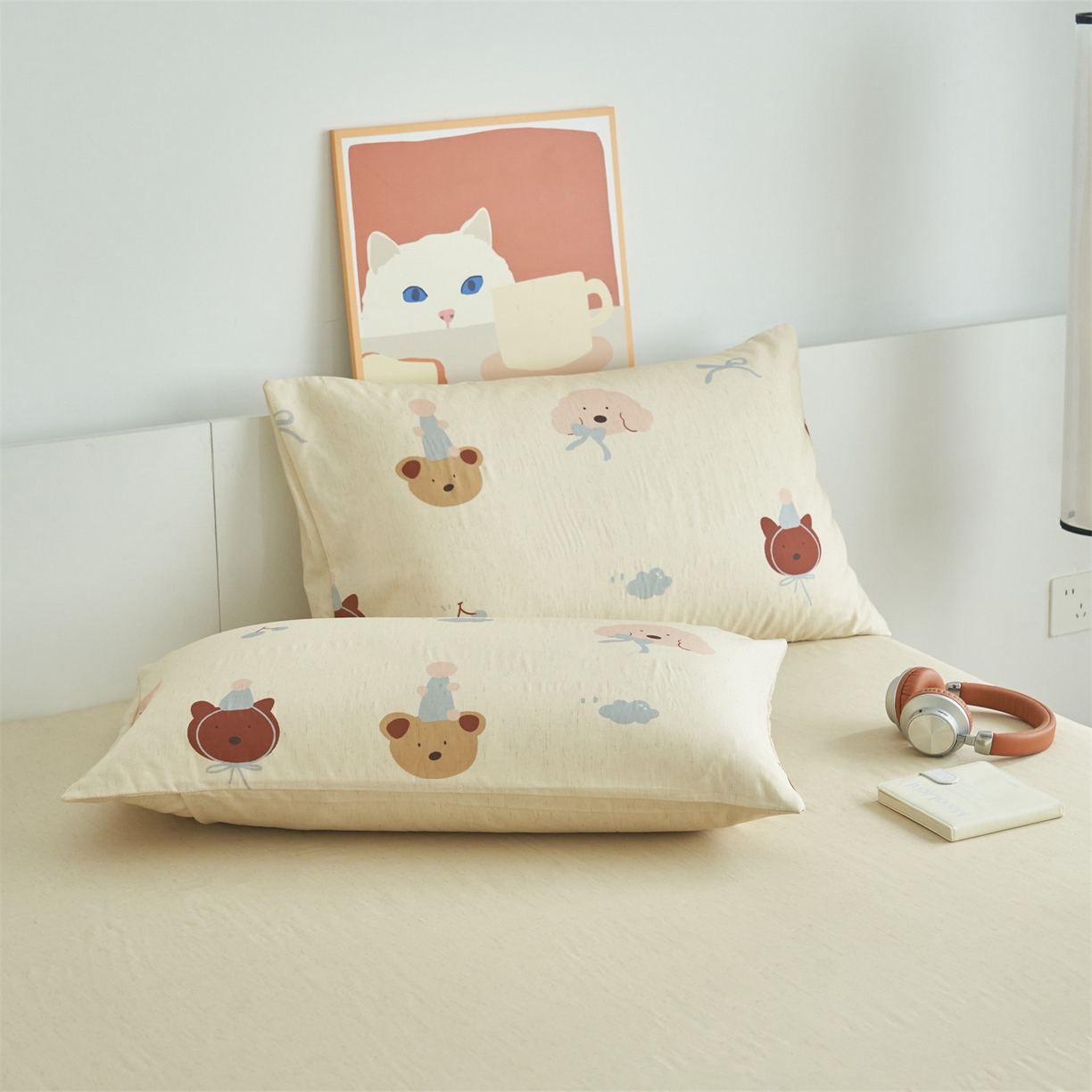 91家纺网 家纺一手货源 找家纺 恬思语家纺 2026新款天丝麻大豆印花夏被夏凉被空调被 萌宠小熊