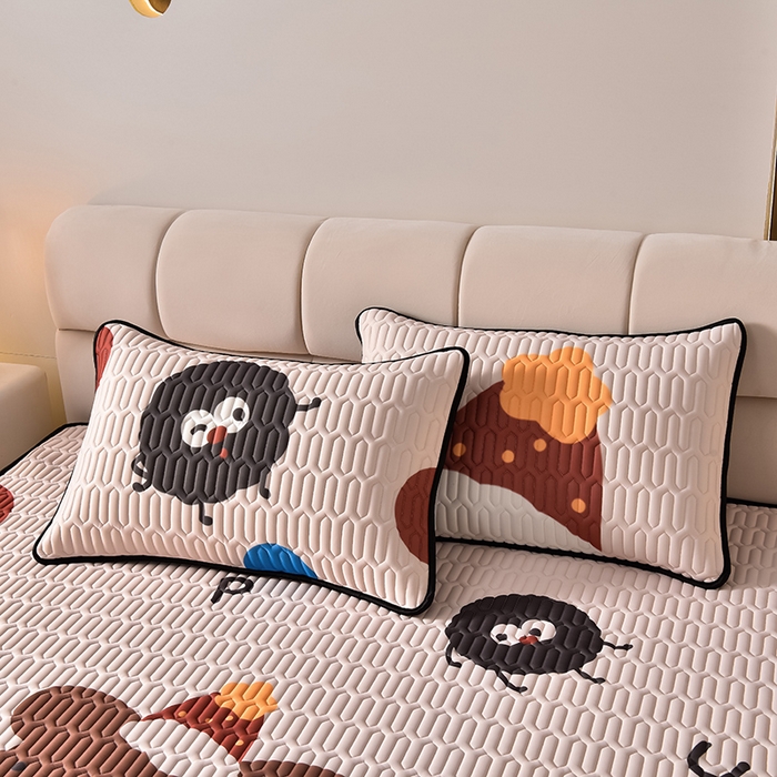 91家纺网 家纺一手货源 找家纺 炫拼家纺 2026新款凉感丝大版卡通乳胶凉席三件套 欢乐狗