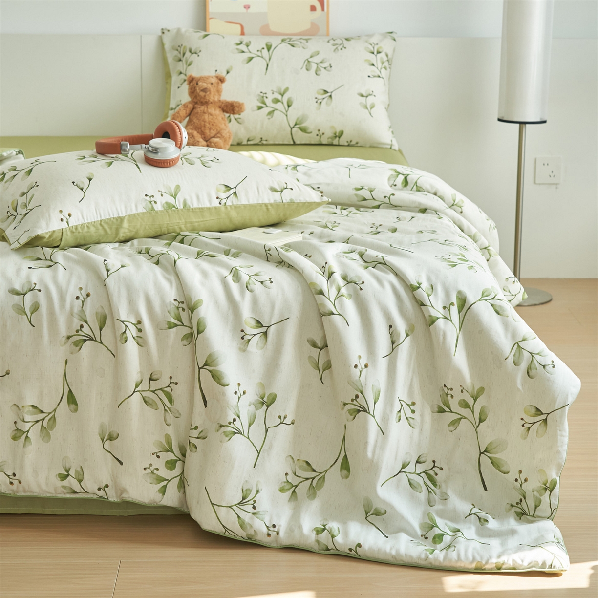 91家纺网 家纺一手货源 找家纺 恬思语家纺 2026新款天丝麻大豆印花夏被夏凉被空调被 栀子花开