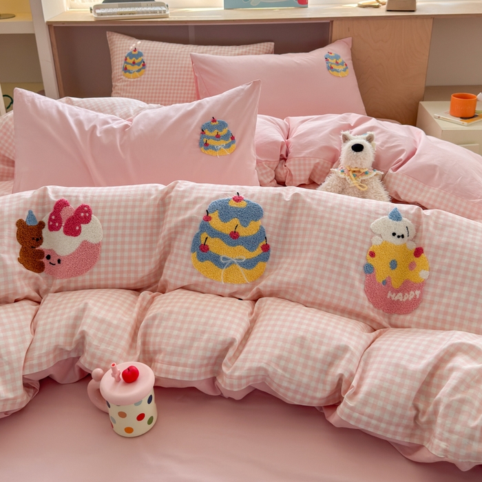 91家纺网 家纺一手货源 找家纺 如意朵 2026新款全棉小清新绣花四件套第一批 小甜品