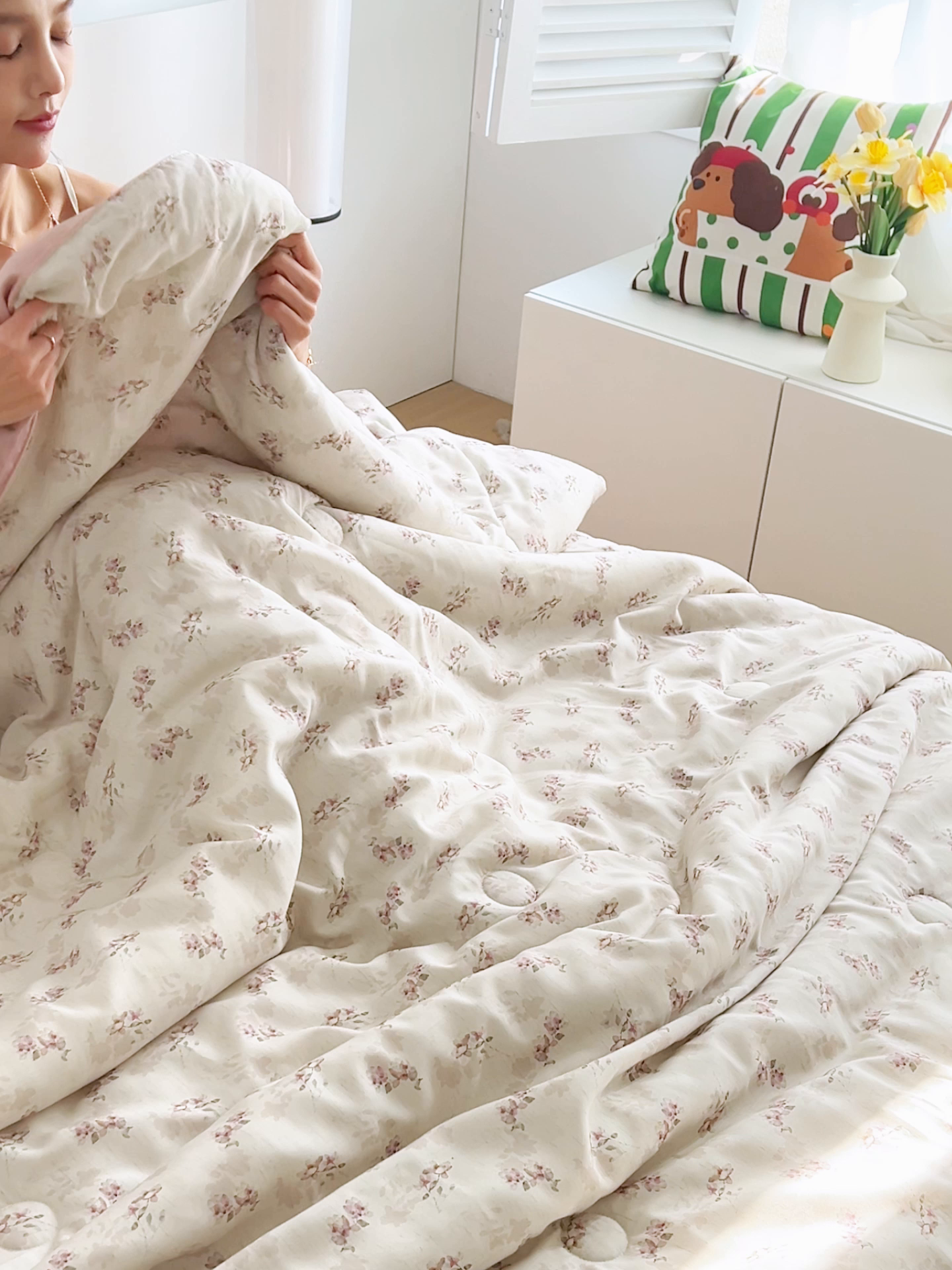 91家纺网 家纺一手货源 找家纺 恬思语家纺 2026新款天丝麻大豆印花夏被夏凉被空调被 醉花粉
