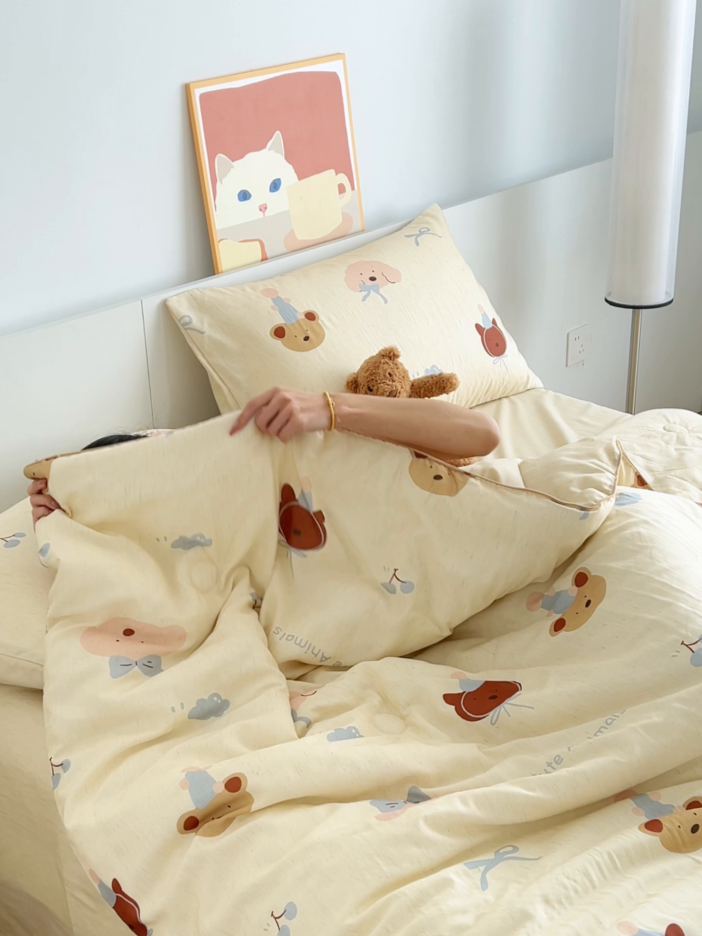 91家纺网 家纺一手货源 找家纺 恬思语家纺 2026新款天丝麻大豆印花夏被夏凉被空调被 萌宠小熊