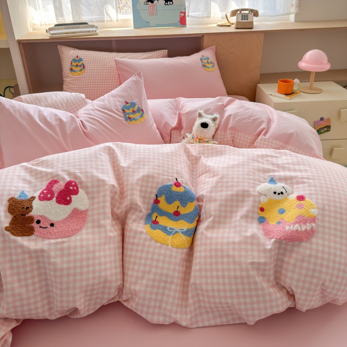 91家纺网 家纺一手货源 找家纺 如意朵 2026新款全棉小清新绣花四件套第一批 小甜品