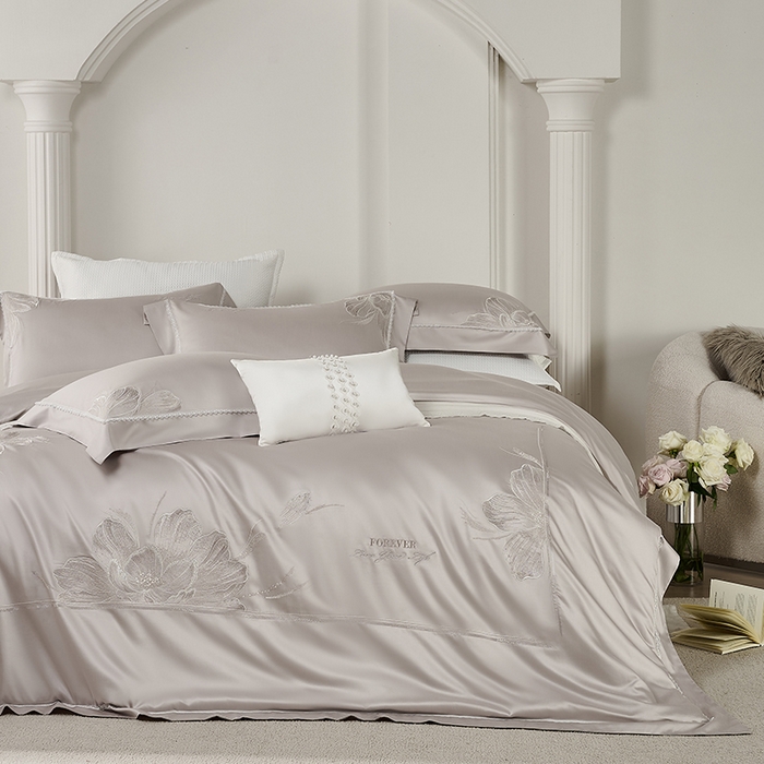 91家纺网 家纺一手货源 找家纺 诗黛尔家纺 2026春夏云朵棉刺绣四件套 香颂系列 香颂-都市灰