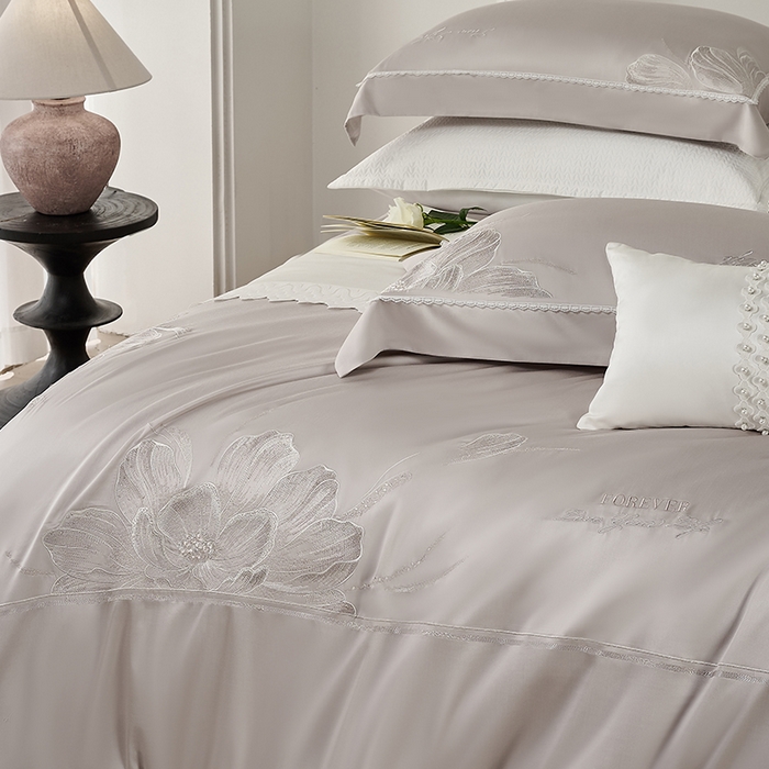 91家纺网 家纺一手货源 找家纺 诗黛尔家纺 2026春夏云朵棉刺绣四件套 香颂系列 香颂-都市灰