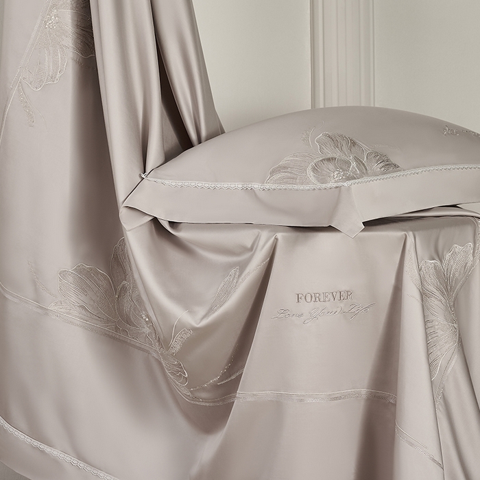 91家纺网 家纺一手货源 找家纺 诗黛尔家纺 2026春夏云朵棉刺绣四件套 香颂系列 香颂-都市灰