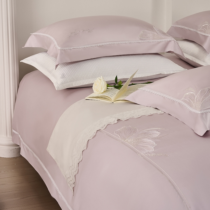 91家纺网 家纺一手货源 找家纺 诗黛尔家纺 2026春夏云朵棉刺绣四件套 香颂系列 香颂-优雅紫